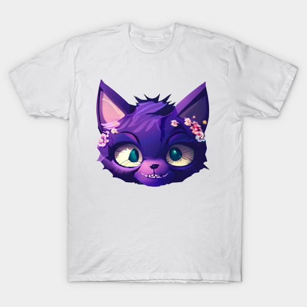 Cute Cheshire Purple Cat T-Shirt by CBV